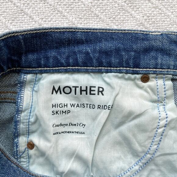 Mother Superior High Waisted Rider Skimp Jeans Cowboys Don’t Cry Wash Size 32 - Picture 11 of 16